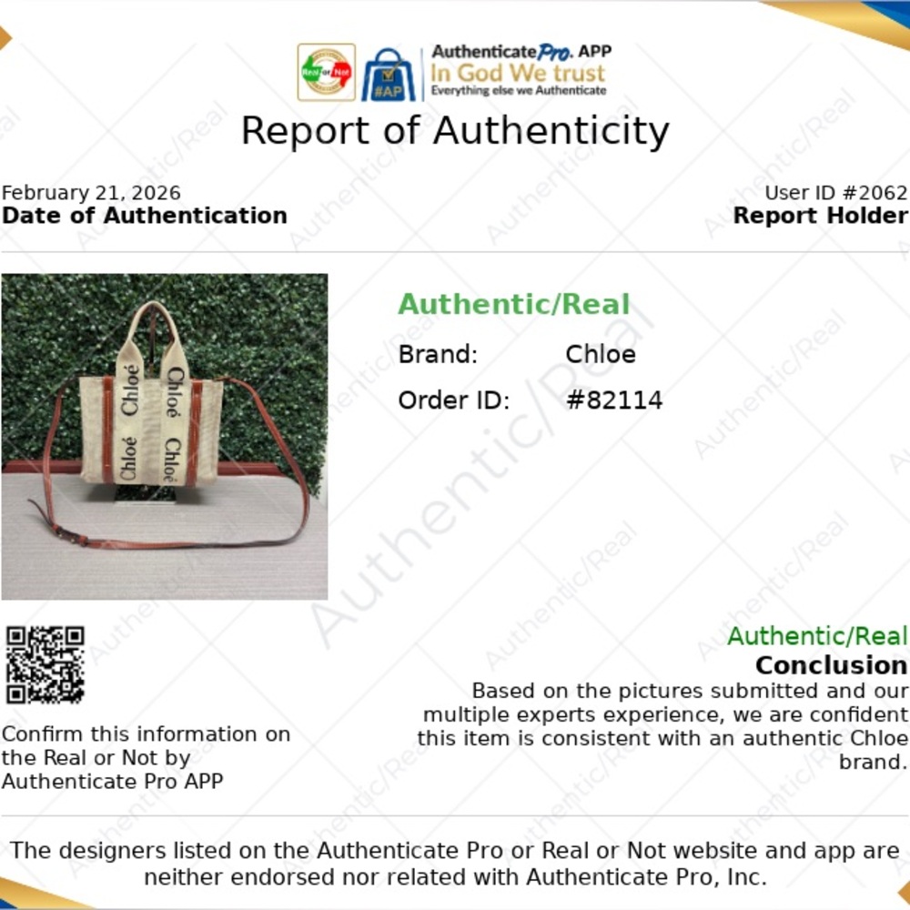 Chloe Small Woody Logo Strap Linen Tote - Picture 4 of 13